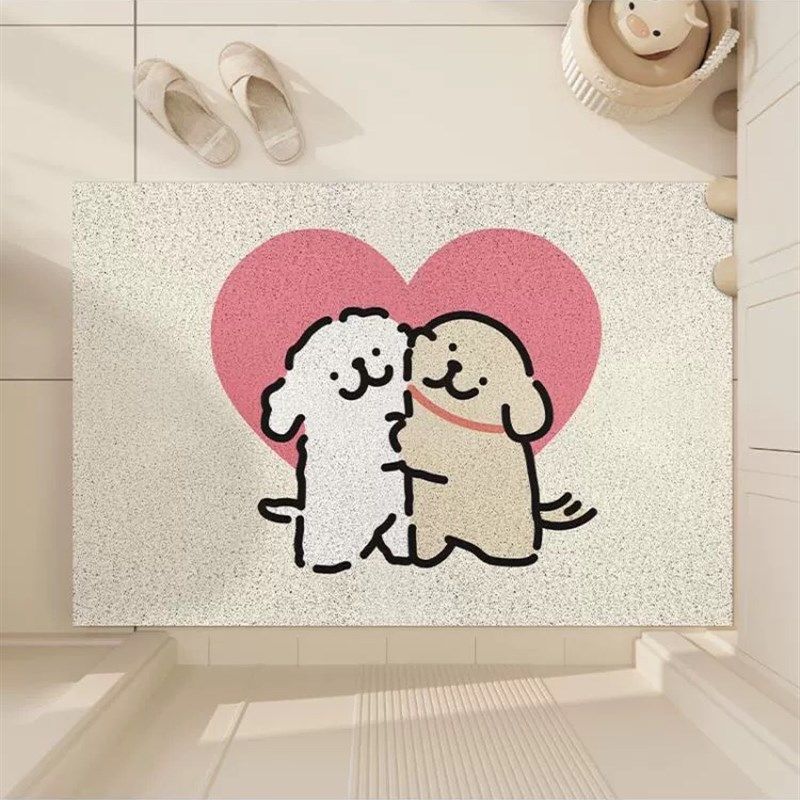 家用入户门可裁剪丝圈门垫线条小狗地垫玄关门口除尘蹭土地毯耐脏,淘宝优惠券,粉丝福利购,淘宝优惠卷