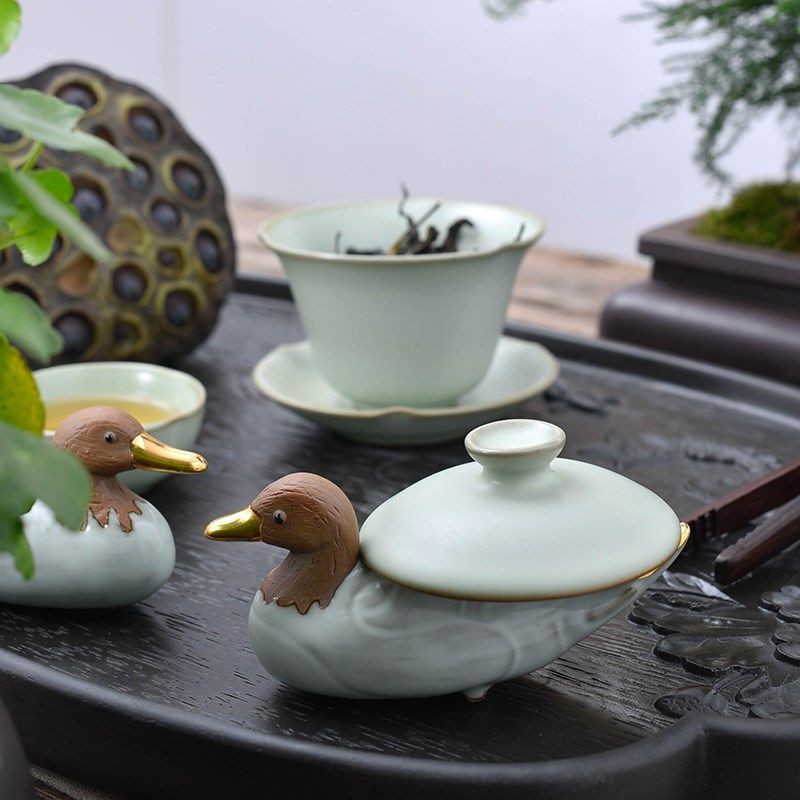 美到家茶宠精品摆件汝窑茶具茶宠紫砂茶盘茶玩配件守护鸭可养开片,淘宝优惠券,粉丝福利购,淘宝优惠卷