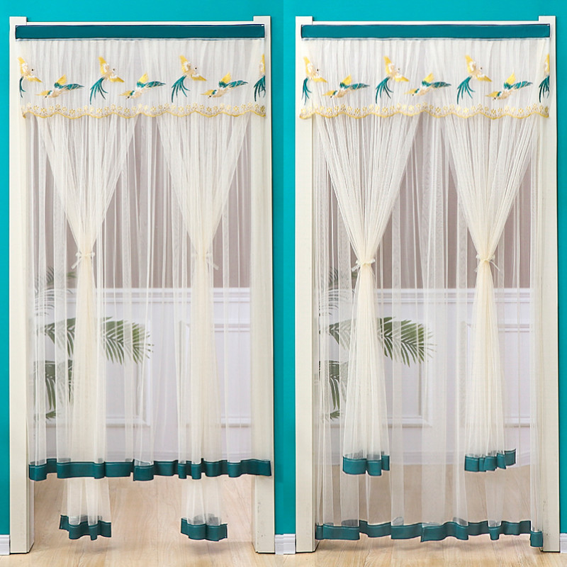 高档蕾丝双层2022新款卧室长门帘家用免打孔四季隔断防蚊虫飘纱帘,淘宝优惠券,粉丝福利购,淘宝优惠卷