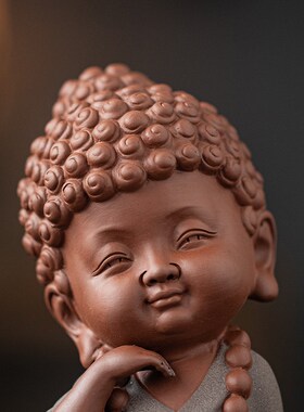 陶瓷小如来禅意四不小萌佛摆件宝宝佛茶宠可爱书房茶室桌面装饰品