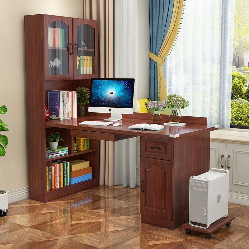 学生写字桌实木儿童学习桌带书架转角书桌书柜一体家用电脑桌组合,淘宝优惠券,粉丝福利购,淘宝优惠卷