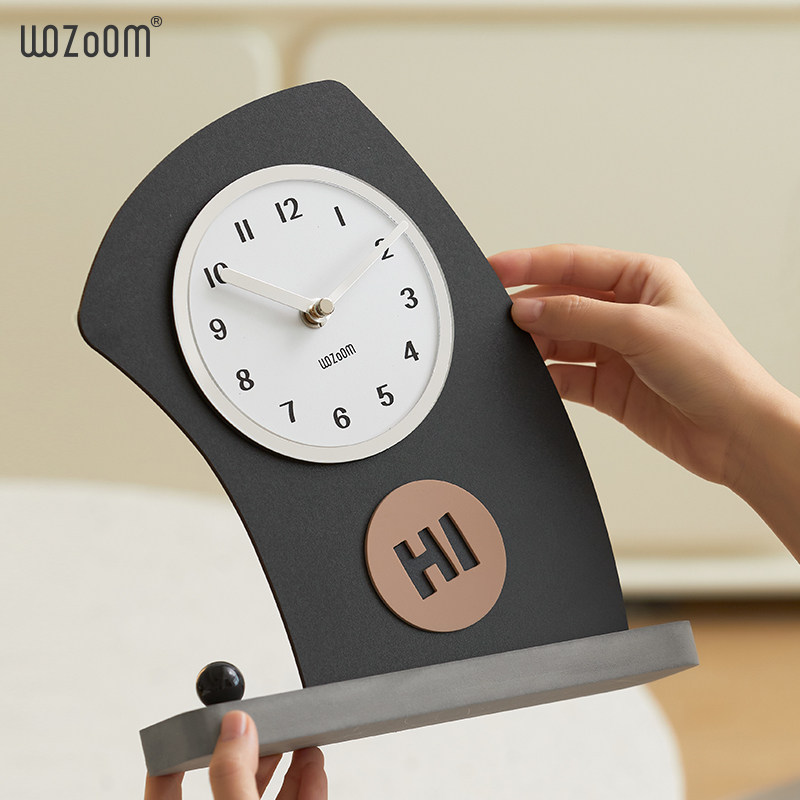 WOZOOM屋准客厅台式座钟装饰品玄关电视柜高级感时钟办公桌面摆件,淘宝优惠券,粉丝福利购,淘宝优惠卷