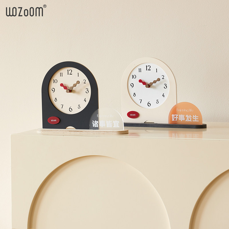 WOZOOM屋准客厅台式座钟装饰品玄关电视柜高级感时钟办公桌面摆件,淘宝优惠券,粉丝福利购,淘宝优惠卷