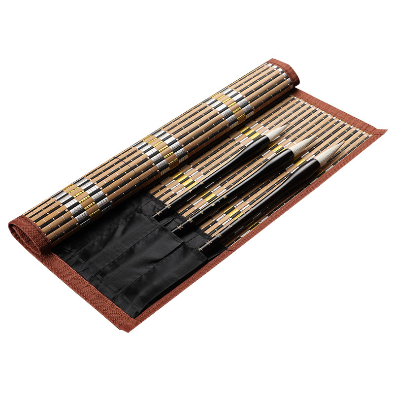 笔帘卷笔袋大号竹制毛笔笔帘古风带8个口袋36*32cm书法文房四宝竹,淘宝优惠券,粉丝福利购,淘宝优惠卷