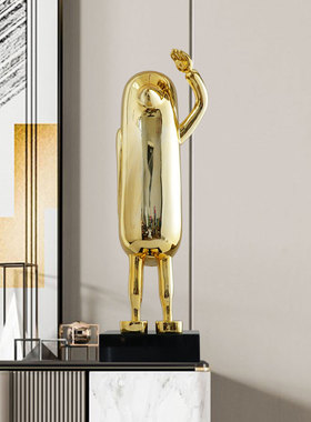 酒店前台雕塑摆件北欧家居客厅电视柜玄关卡通敬礼企鹅装饰艺术品