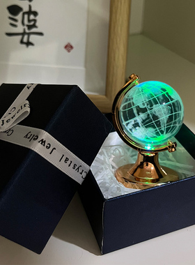 2022新款自带灯迷你水晶地球仪七彩渐变亮灯闺蜜生日毕业开学礼物