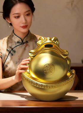 金蟾蜍招财摆件存钱罐工艺礼品摆饰客厅玄关前台办公室摆件乔迁开