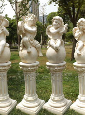 欧式玻璃钢人物雕塑艺术品客厅户外落地摆设可定制作乐器小天使