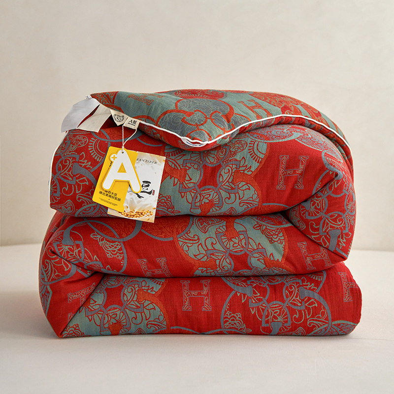 A类全棉色织大提花双层纱大豆冬被纯棉纱布春秋被可水洗棉被褥子,淘宝优惠券,粉丝福利购,淘宝优惠卷