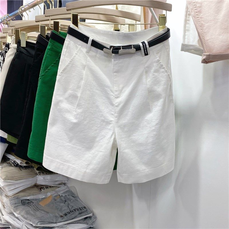 卡其色短裤女装宽松2024新款夏季外穿高腰a字五分阔腿休闲中裤子,淘宝优惠券,粉丝福利购,淘宝优惠卷