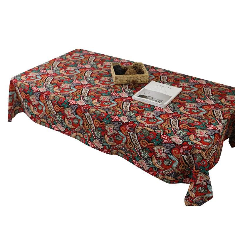 田园风棉麻布艺餐厅桌布印花长方形家用喜庆红色茶几台布书桌盖巾,淘宝优惠券,粉丝福利购,淘宝优惠卷