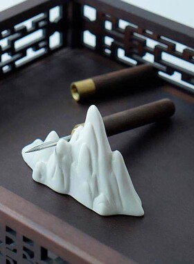 白瓷假山小摆件茶宠创意微景观造景陶瓷客厅玄关中式装饰品摆设