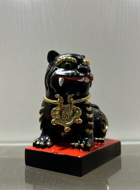 彩绘金虎爷木雕工艺品摆件虎威将军招财客厅玄关办公室装饰品摆设