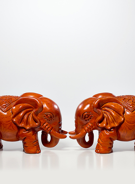 黄花梨木雕大象摆件红木手工雕刻工艺品客厅玄关酒柜办公室装饰品