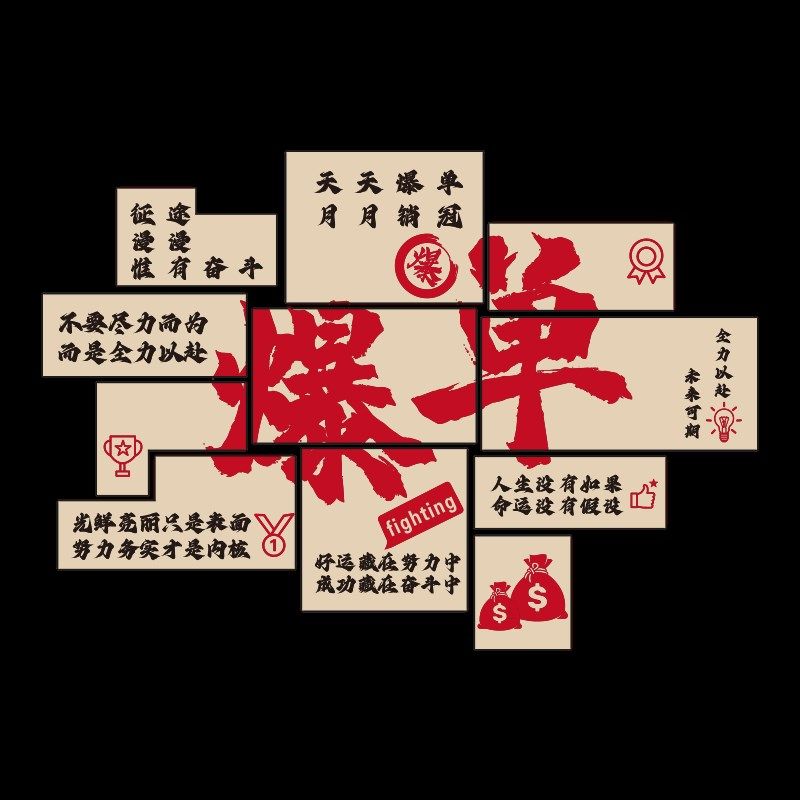 爆单文化墙贴纸电商公司办公室进门形象氛围布置装饰销售激励标语,淘宝优惠券,粉丝福利购,淘宝优惠卷