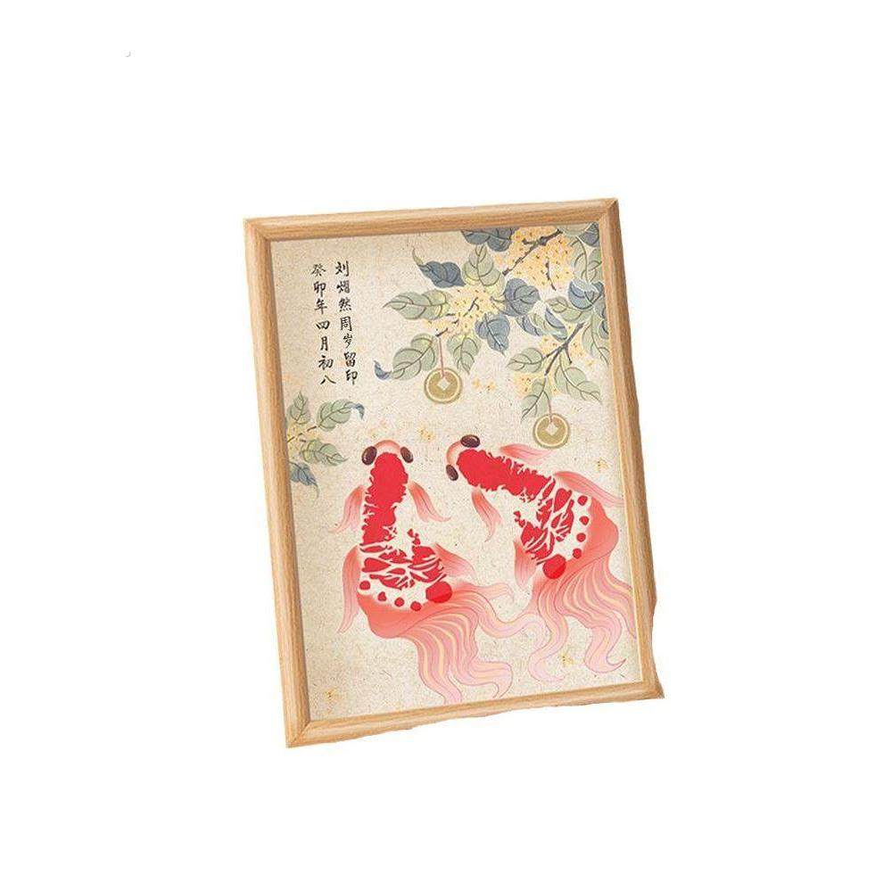 宝宝周岁手足印百天满月手脚印相框新款锦鲤印泥字画摆台礼物纪念,淘宝优惠券,粉丝福利购,淘宝优惠卷