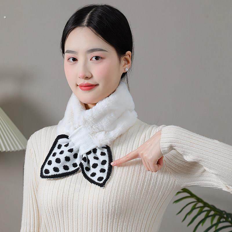 毛绒围巾女款2025新款冬季氛围感可爱百搭保暖交叉毛领围脖护颈,淘宝优惠券,粉丝福利购,淘宝优惠卷