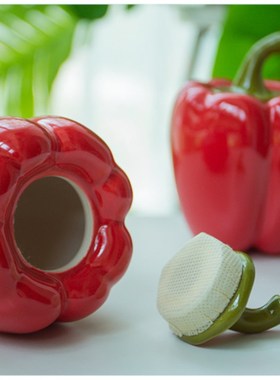 陶瓷红黄绿青椒家居摆件桌面工艺品装饰品茶储物罐小罐子礼物创意