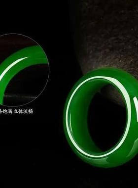 赌神同款戒指碧玉戒指和田玉菠菜绿指环男女戒指打麻将和田玉指环