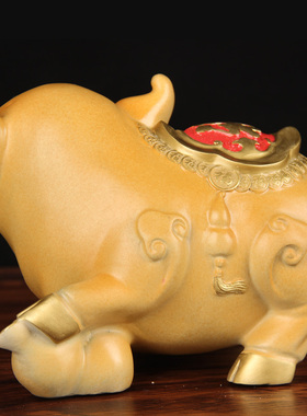 彩绘黄铜福猪摆件 铜猪摆件 铜生肖猪摆件