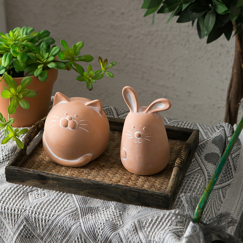 户外庭院卡通动物红陶摆件花园阳台室内外粗陶土兔子母鸡小猫装饰,淘宝优惠券,粉丝福利购,淘宝优惠卷
