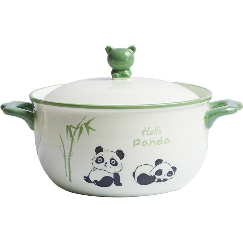 釉下彩泡面碗双耳带盖陶瓷家用碗单个学生宿舍创意汤碗拉面碗面碗,淘宝优惠券,粉丝福利购,淘宝优惠卷