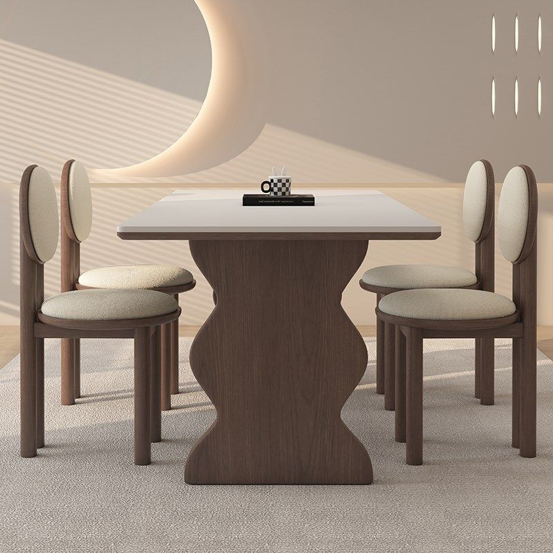 德利丰实木岩板餐桌家用小户型侘寂中古风长方形全托原木吃饭桌子,淘宝优惠券,粉丝福利购,淘宝优惠卷