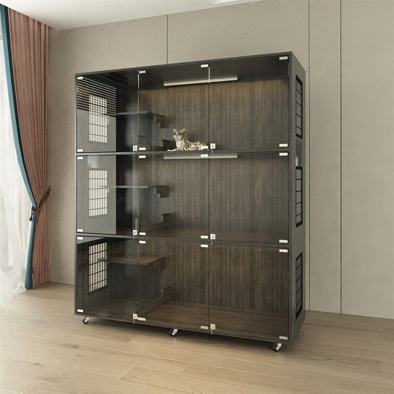 拇指喵实木猫笼猫柜子三层定制宠物繁育寄养展示柜玻璃全景猫窝舍,淘宝优惠券,粉丝福利购,淘宝优惠卷