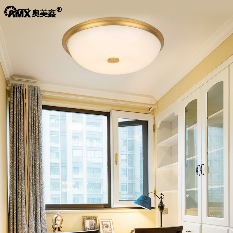 简约LED吸顶灯温馨卧室圆形仿铜色创意房间餐厅书房走廊过道灯具,淘宝优惠券,粉丝福利购,淘宝优惠卷