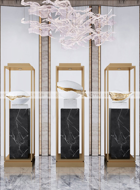 雕塑大理石底座售楼处酒店大堂橱窗展示架客厅过道美容院落地摆件
