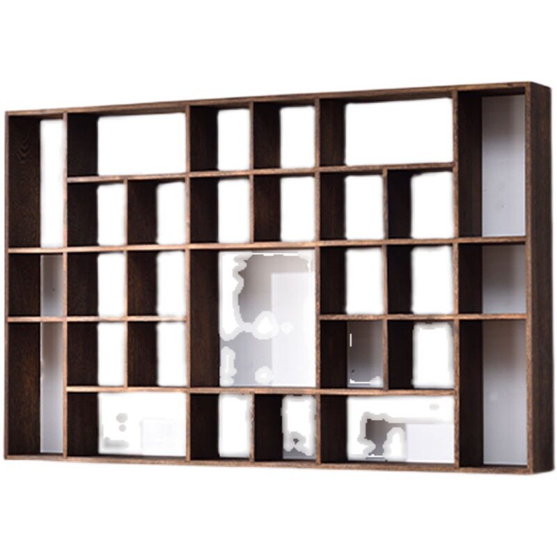 Solid wood Duobao Pavilion tea set storage wall hanging rack 48 compartments