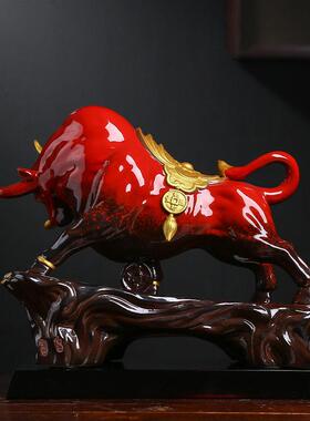采购产品陶瓷牛装饰品，吸引财富，镇屋，牛，家庭客厅，办公室桌