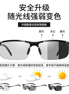 墨镜男款开车专用驾驶偏光镜钓鱼眼镜看漂2024新款夜视变色太阳镜