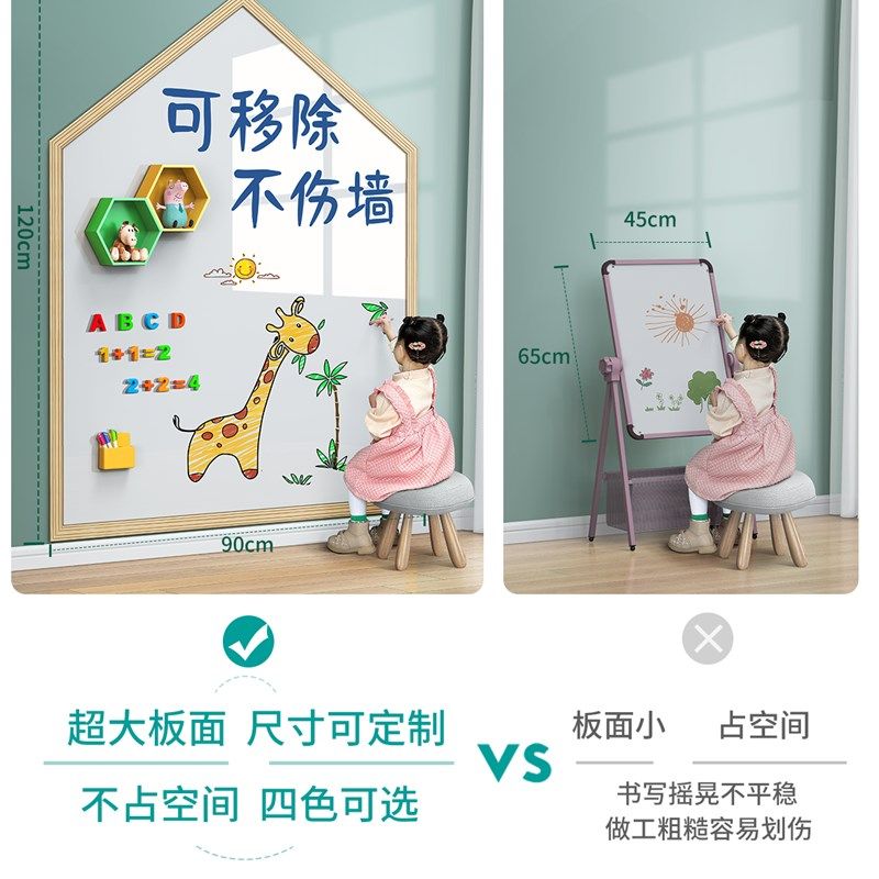 白板墙贴磁吸儿童家用小白板贴墙壁定制白板纸办公涂鸦墙上画画板,淘宝优惠券,粉丝福利购,淘宝优惠卷