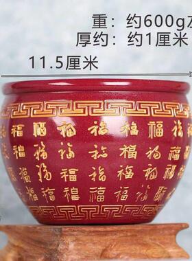朱砂摆件客厅旺宅百福缸招财进宝聚财米缸聚宝盆黄铜转运朱砂饰品