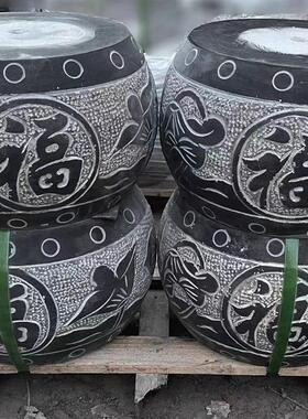 顶石庭院青石柱墩门口柱脚空心柱墩石石墩子路障柱皮石头圆墩凳柱