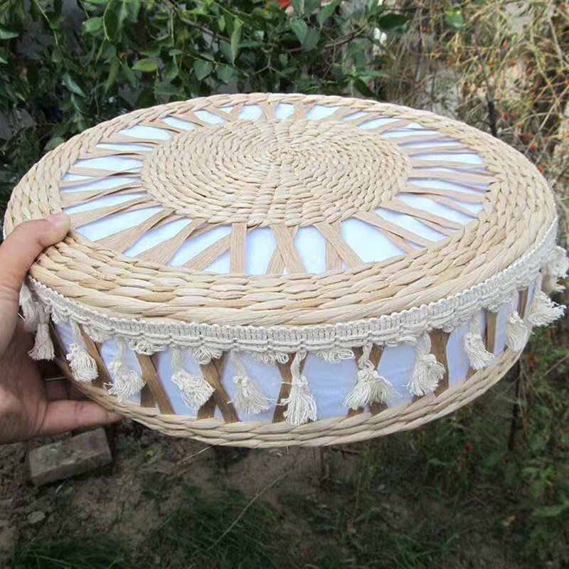 Handmade straw futon cushion, tatami mat, balcony bay window mat, round meditation mat, worship mat B&B