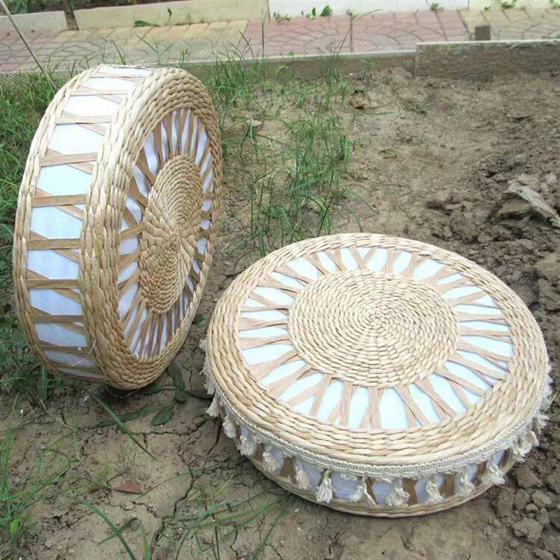 Handmade straw futon cushion, tatami mat, balcony bay window mat, round meditation mat, worship mat B&B