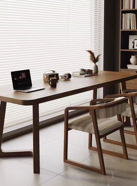 简约全实木双人长书桌现代家用卧室靠墙工作台书房双人简约长条桌
