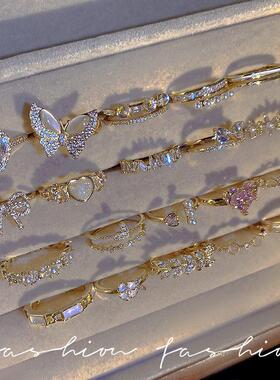 戒指女粗胖手大号小众设计适合手粗的轻奢高级感学生党开口指环饰