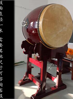 台湾铃鼓寺院牛皮鼓法器帝钟铃子鼓毛皮鼓大殿钟鼓架寺庙大鼓小鼓