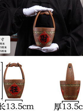 中式陶瓷玄关招财水桶入户进门口鞋柜放钥匙收纳摆件小装饰工艺品
