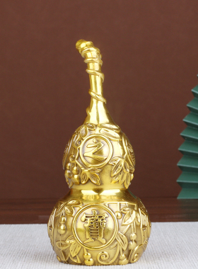 葫芦摆件纯铜空心不开口闭盖迷你小葫芦客厅卧室门对门工艺品装饰