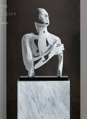 北欧人物雕塑样板间客厅玄关柜艺术抽象头像创意装饰品售楼部摆件