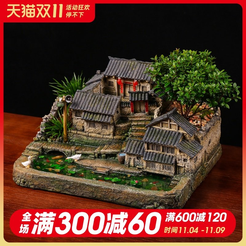 新中式微景观真盆景办公室桌面绿植盆栽茶室客厅装饰摆件软装饰品,淘宝优惠券,粉丝福利购,淘宝优惠卷