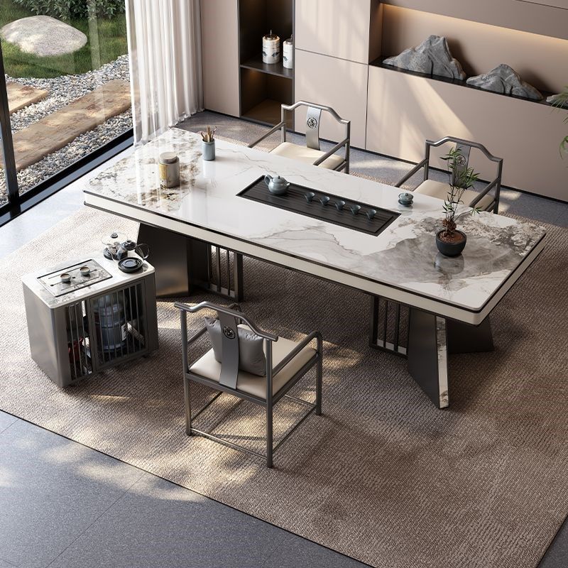 奢石岩板茶台桌现代茶桌椅组合简约轻奢高级感办公室大板桌泡茶台,淘宝优惠券,粉丝福利购,淘宝优惠卷