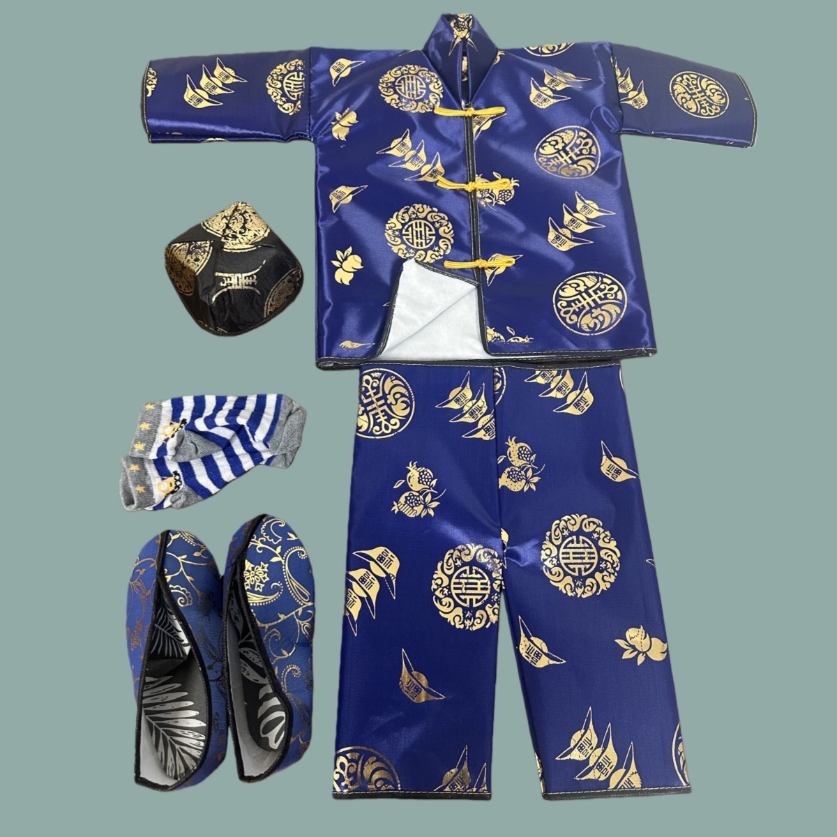 新款加厚高档男女布料寒衣批发唐装五件套上衣裤子鞋帽全套被褥龙凤被,淘宝优惠券,粉丝福利购,淘宝优惠卷