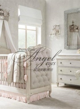 法式复古做旧皇宫半圆床冠 美式卧室实木床幔架饰品