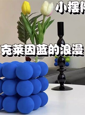 克莱因蓝小摆件客厅置物架酒柜卧室书柜电视柜玄关高级感软装饰品