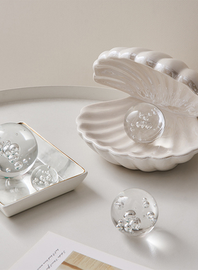 创意贝壳小夜灯摆件北欧卧室桌面装饰品首饰收纳盘少女心生日礼物